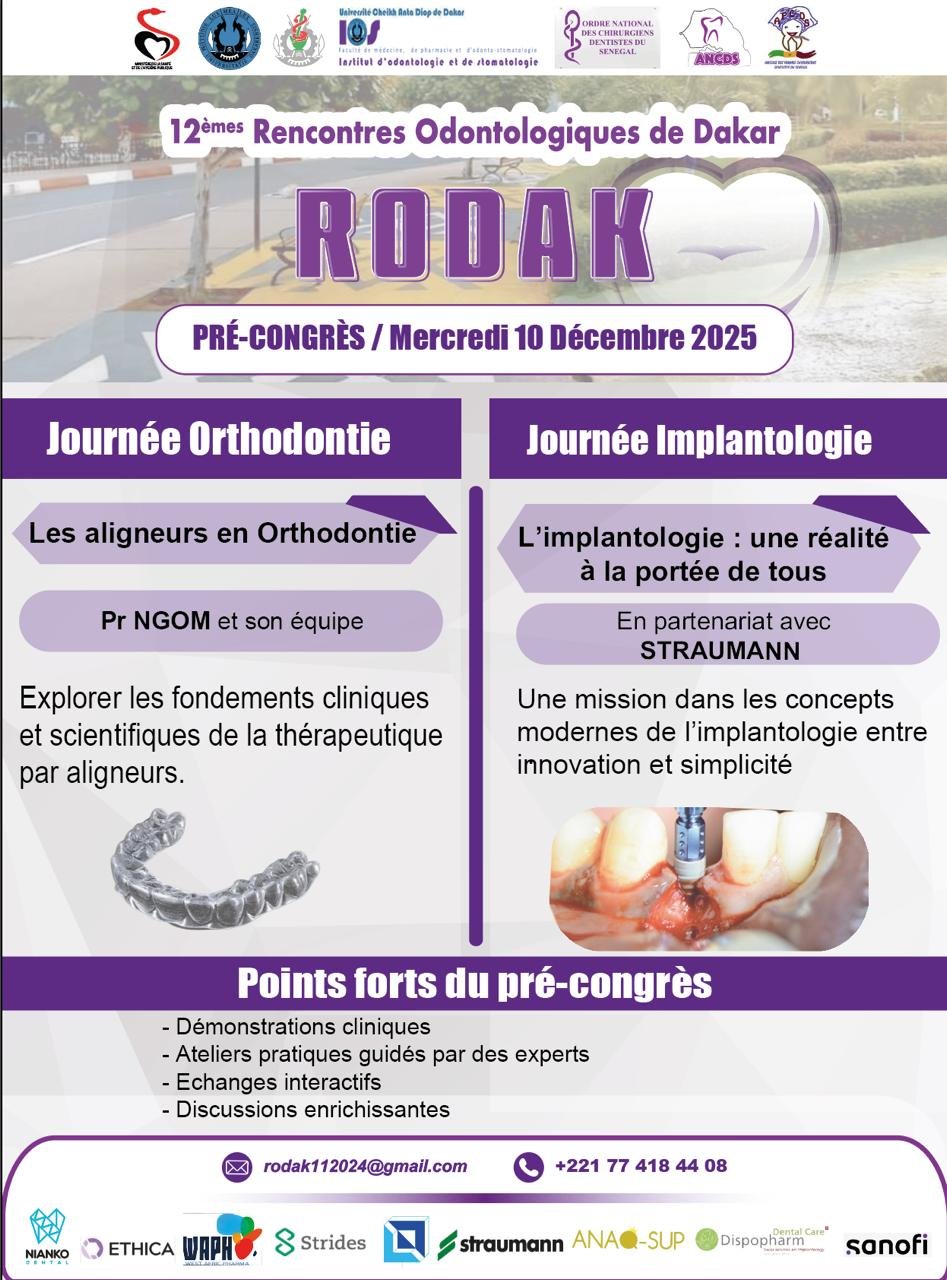 12èmes Rencontres Odontologiques de Dakar - PRÉ-CONGRÈS